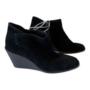 Lucky Brand Macawi Wedge Booties‎ in Black Leather Suede Women’s Size 9.5 Boho